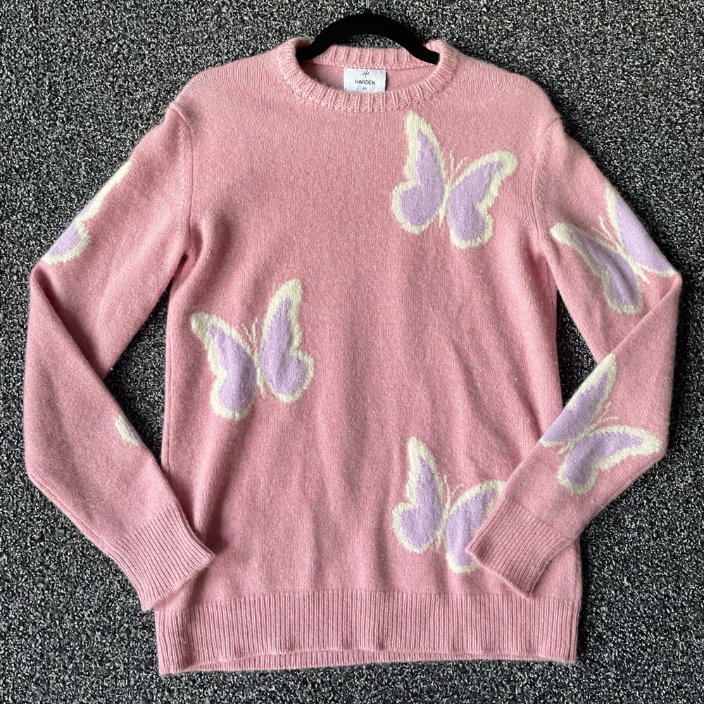 Harden Cashmere Sweater Unisex XS Rare Butterfly Pattern